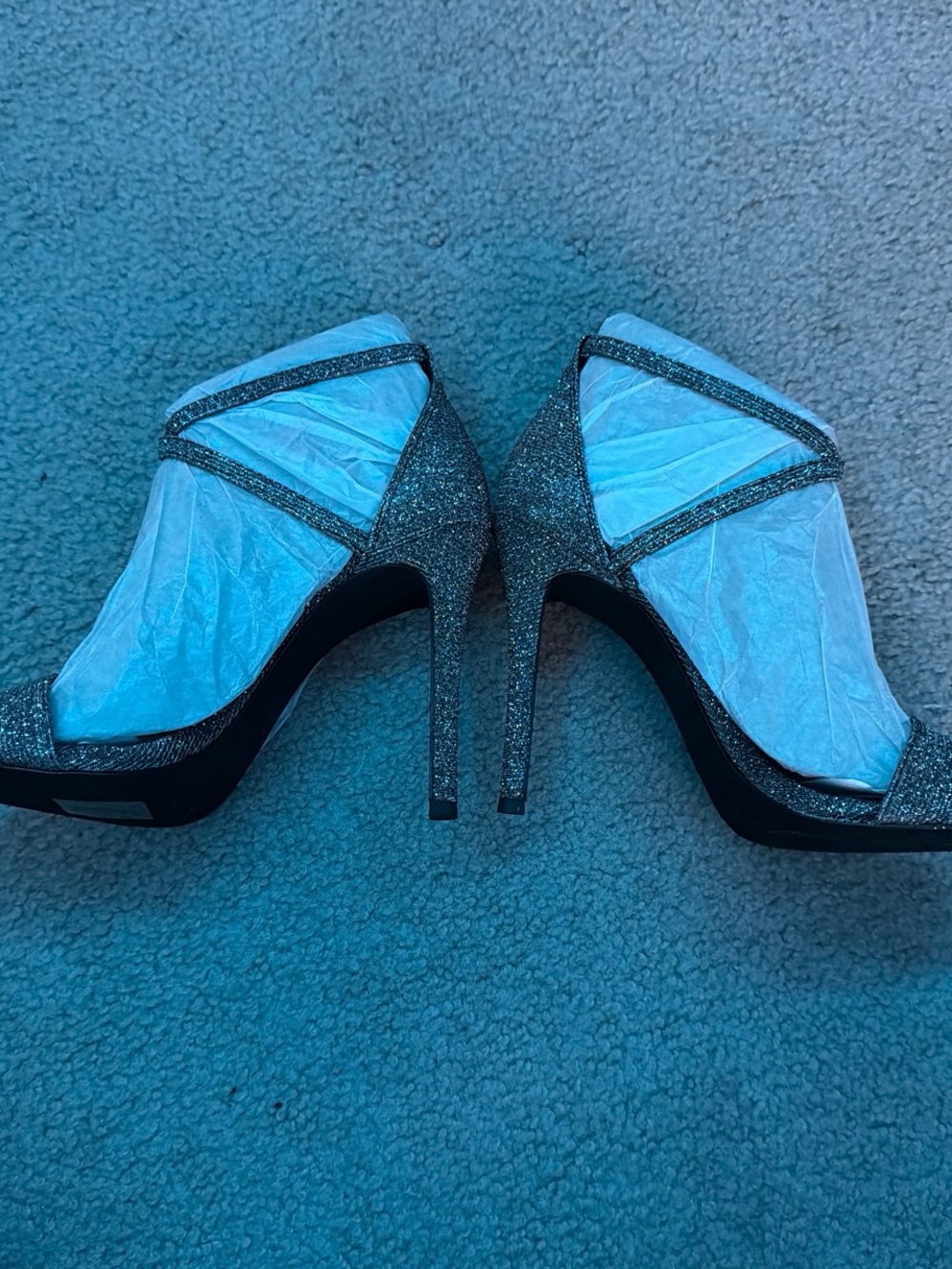 Michael Kors Silver Sparkle High Heels - Picture 2 of 7